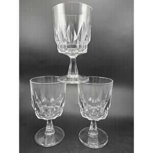 3 Arcoroc France Cote d’Or Water Goblets 5.75" Clear Cut Glass Vintage 1980s